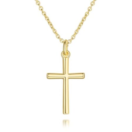 AMELINE 14K Gold Cross Necklaces for Women Gold Cross Chain Minimalist Cross Pendant Small Cross Necklace for Women Cross Jewelry
