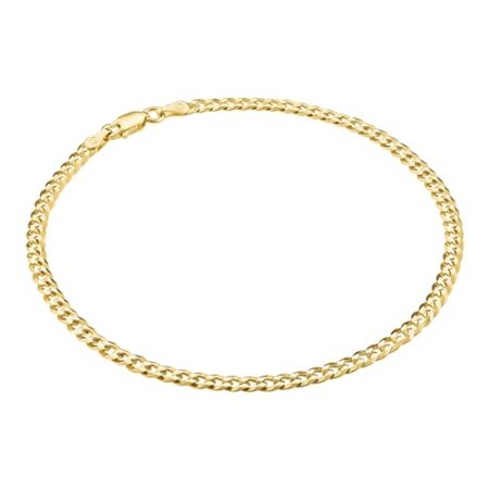 Gold Ankle Bracelets for Women, 18K Gold Plated 925 Sterling Silver Anklets, Waterproof Tarnish Resistant, Curb/Rope/Figaro/Mariner Chain, 9, 10, 11 Inch