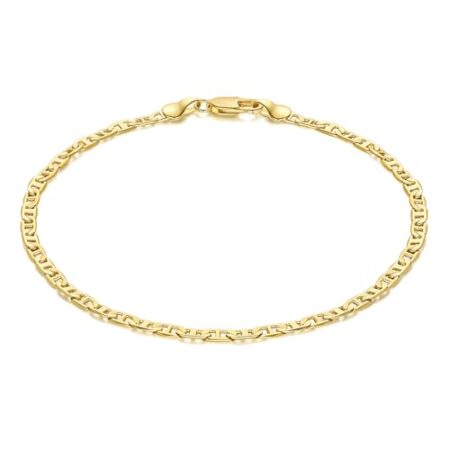 Ankle Bracelets 14K Gold Anklets for Women Waterproof 3.4mm Mariner Chain Anklets for Women Women’s Ankle Bracelet Anchor Chain 9’’ 10’’ 11’’