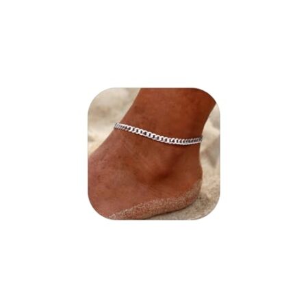925 Sterling Silver Ankle Bracelets For Women, Stylish Chain Anklets, Summer Beach Jewelry, 8.6-10.6 Inch Adjustable, Come with Box