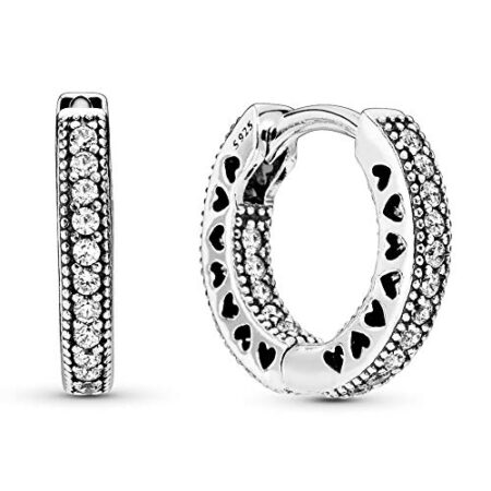 Pavé Heart Hoop Earrings - Elegant Earrings for Women - Great Gift for Her - Made with Sterling Silver & Cubic Zirconia